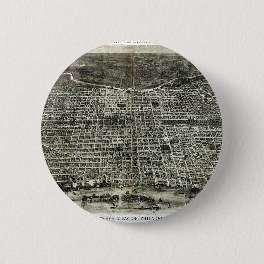 Philadelphia kaart ronde button 5,7 cm (Voorkant)
