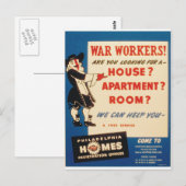 Philadelphia kan oorlogsarbeiders helpen om huizen briefkaart (Voorkant / Achterkant)