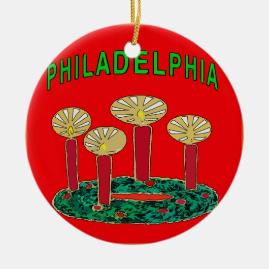 Philadelphia-kerstboom Keramisch Ornament (Voorkant)