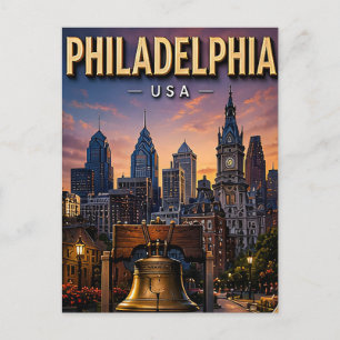 Philadelphia Liberty Bell en Silhouet Briefkaart