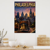 Philadelphia Liberty Bell en Silhouet Poster (Keuken)