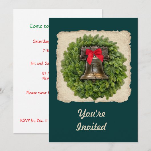 Philadelphia Liberty Bell krans uitnodiging (Voorkant / Achterkant)