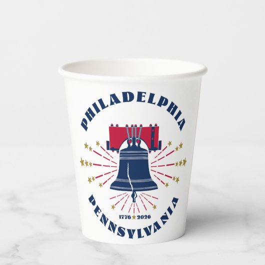 Philadelphia Liberty Bell Patriotic Paper Cup Papieren Bekers (Achterkant)