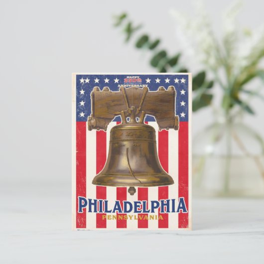 Philadelphia Liberty Bell Vintage Briefkaart (Staand voorkant)