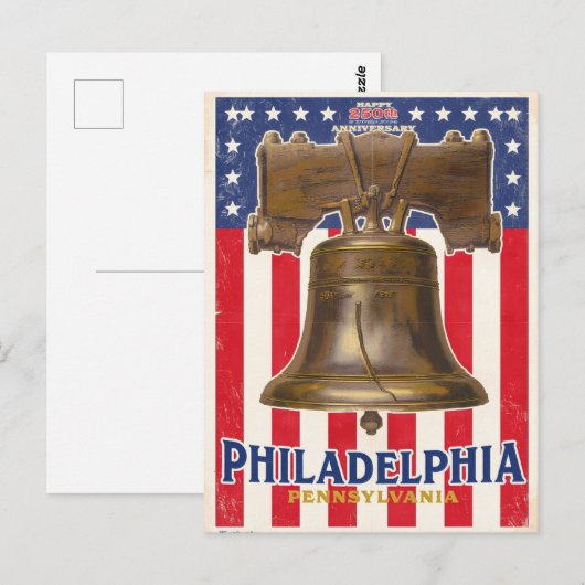 Philadelphia Liberty Bell Vintage Briefkaart (Voorkant / Achterkant)