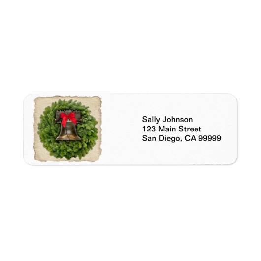 Philadelphia Liberty Bell Wreath over Parchment Etiket (Voorkant)