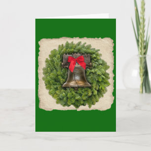 Philadelphia Liberty Bell Wreath over Parchment Feestdagen Kaart