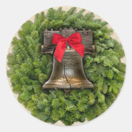 Philadelphia Liberty Bell Wreath over Parchment Ronde Sticker