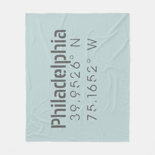 Philadelphia Longitude Latitude Fleece Deken (Voorkant)