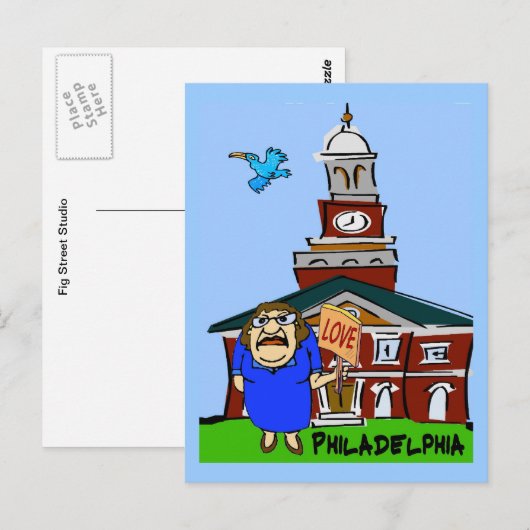 Philadelphia LOVE Cartoon Briefkaart (Voorkant / Achterkant)