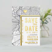 Philadelphia Love Locator | Bruiloft Bewaar de dat Folie Uitnodiging (Staand Voorkant)