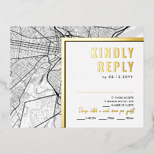 Philadelphia Love Locator   RSVP-antwoord Folie Uitnodiging Briefkaart