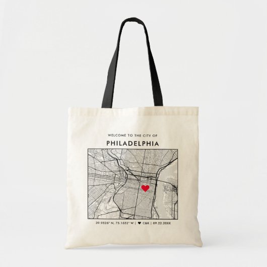 Philadelphia Love Locator | Stadsplattegrond Welko Tote Bag (Voorkant)