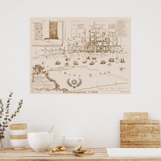 Philadelphia Map 1762, Replica Poster (Keuken)