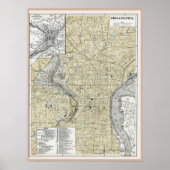 Philadelphia Map 1895 replica Poster (Voorkant)