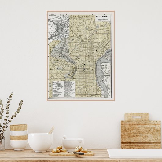 Philadelphia Map 1895 replica Poster (Keuken)