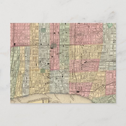 Philadelphia Map door Mitchell Briefkaart (Voorkant)
