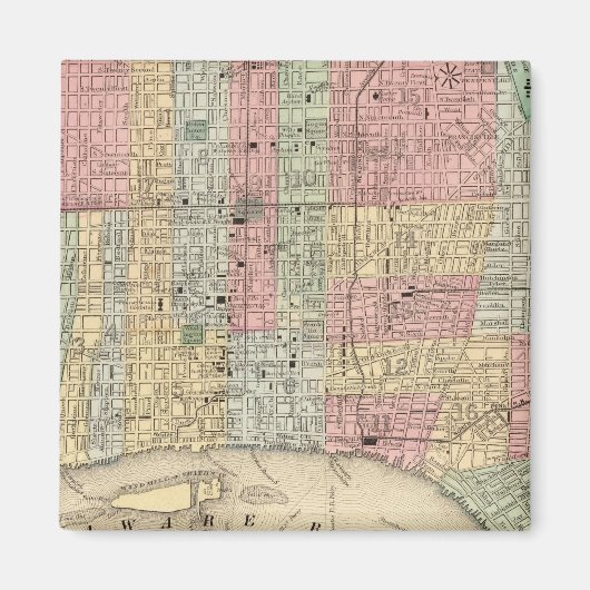 Philadelphia Map door Mitchell Magneet (Voorkant)