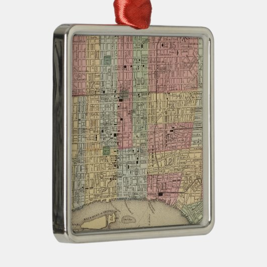 Philadelphia Map door Mitchell Metalen Ornament (Rechts)