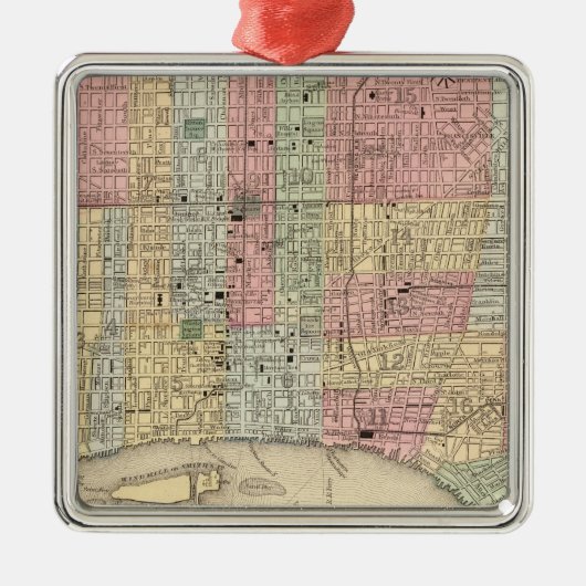 Philadelphia Map door Mitchell Metalen Ornament (Voorkant)