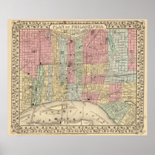 Philadelphia Map door Mitchell Poster