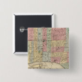 Philadelphia Map door Mitchell Vierkante Button 5,1 Cm (Voorkant /achterkant)
