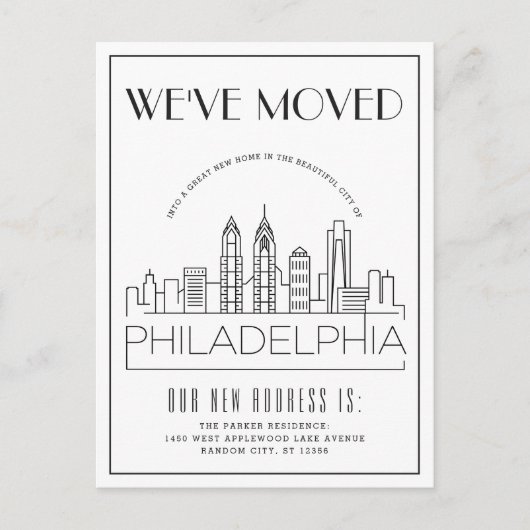 Philadelphia Modern Deco | Adres Gewijzigd Aankondigingskaart (Voorkant)