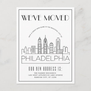 Philadelphia Modern Deco   Adres wijzigen Aankondigingskaart
