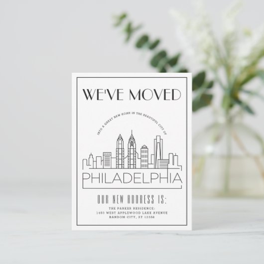 Philadelphia Modern Deco | Adres wijzigen Aankondigingskaart (Staand voorkant)