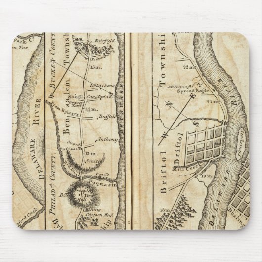 Philadelphia naar New York Road Map Muismat (Voorkant)