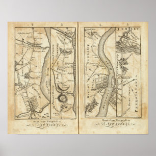 Philadelphia naar New York Road Map Poster