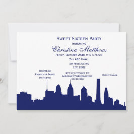 Philadelphia Navy Skyline Silhouette Sweet 16 Kaart