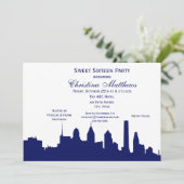 Philadelphia Navy Skyline Silhouette Sweet 16 Kaart (Staand voorkant)
