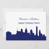 Philadelphia Navy Skyline Silhouette Sweet 16 Kaart (Achterkant)