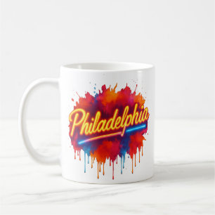 Philadelphia Neon Street Art - Bold Kleurrijk Koffiemok