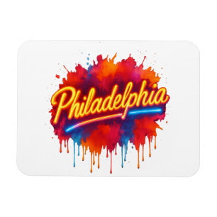 Philadelphia Neon Street Art - Bold Kleurrijk Magneet