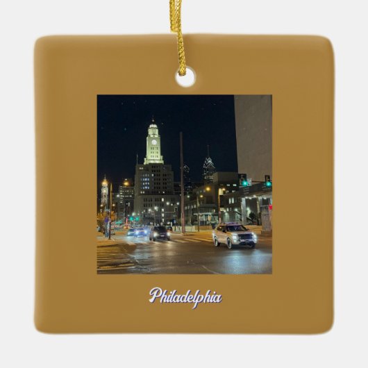 Philadelphia Night Photo Ornament (Voorkant)