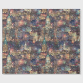 Philadelphia op kerst & nieuwjaars Waterverven Cadeaupapier (Vlak)