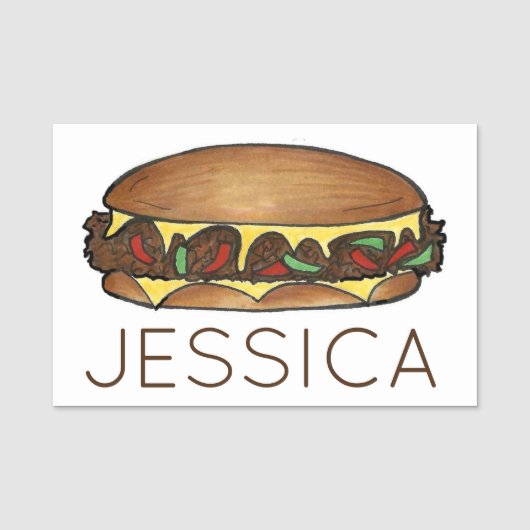 Philadelphia PA Cheesesteak Cheese Steak Sandwich Naamplaatje (Voorkant)