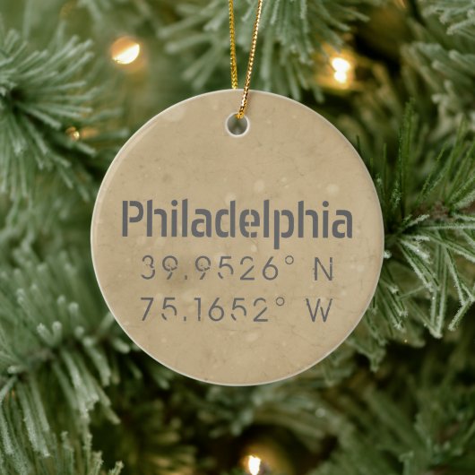 Philadelphia PA Lengtegraad Latitude Keramisch Ornament (Boom)