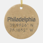 Philadelphia PA Lengtegraad Latitude Keramisch Ornament (Voorkant)