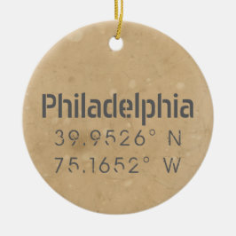 Philadelphia PA Lengtegraad Latitude Keramisch Ornament