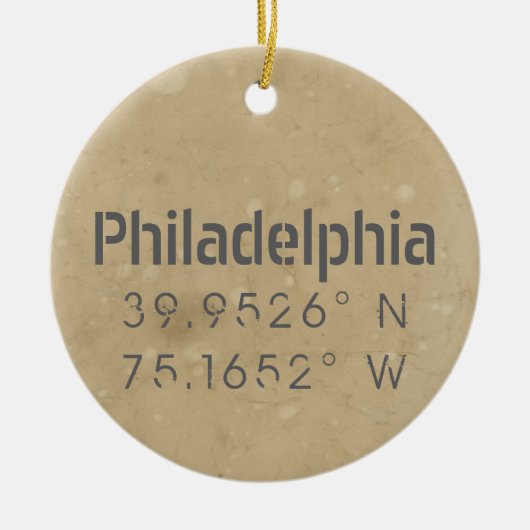 Philadelphia PA Lengtegraad Latitude Keramisch Ornament (Voorkant)