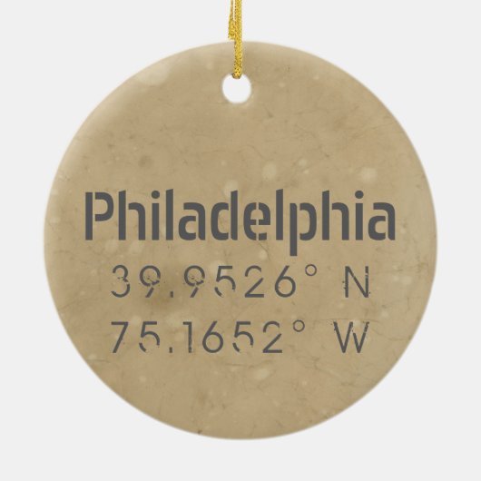 Philadelphia PA Lengtegraad Latitude Keramisch Ornament (Achterkant)