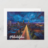 Philadelphia PA Night City View Briefkaart (Voorkant / Achterkant)