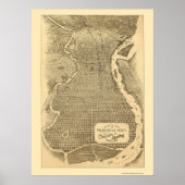 Philadelphia, PA Panoramic Map - 1870 Poster (Voorkant)