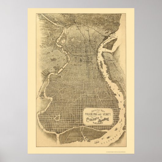 Philadelphia, PA Panoramic Map - 1870 Poster (Voorkant)