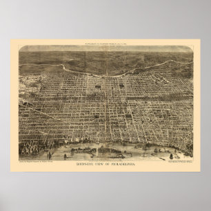 Philadelphia, PA Panoramic Map - 1872 Poster