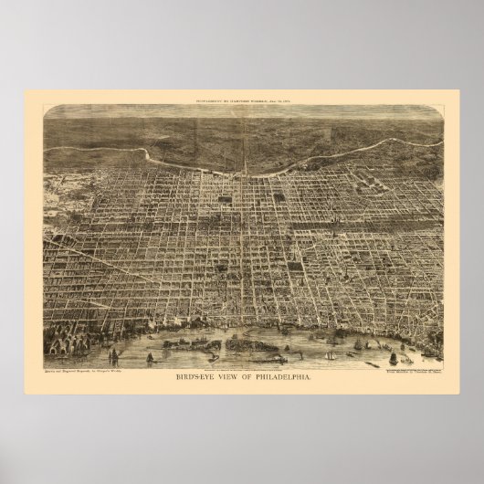 Philadelphia, PA Panoramic Map - 1872 Poster (Voorkant)