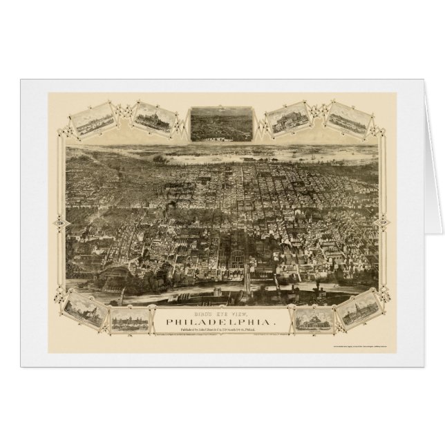 Philadelphia, PA Panoramic Map - 1876 (Voorkant Horizontaal)